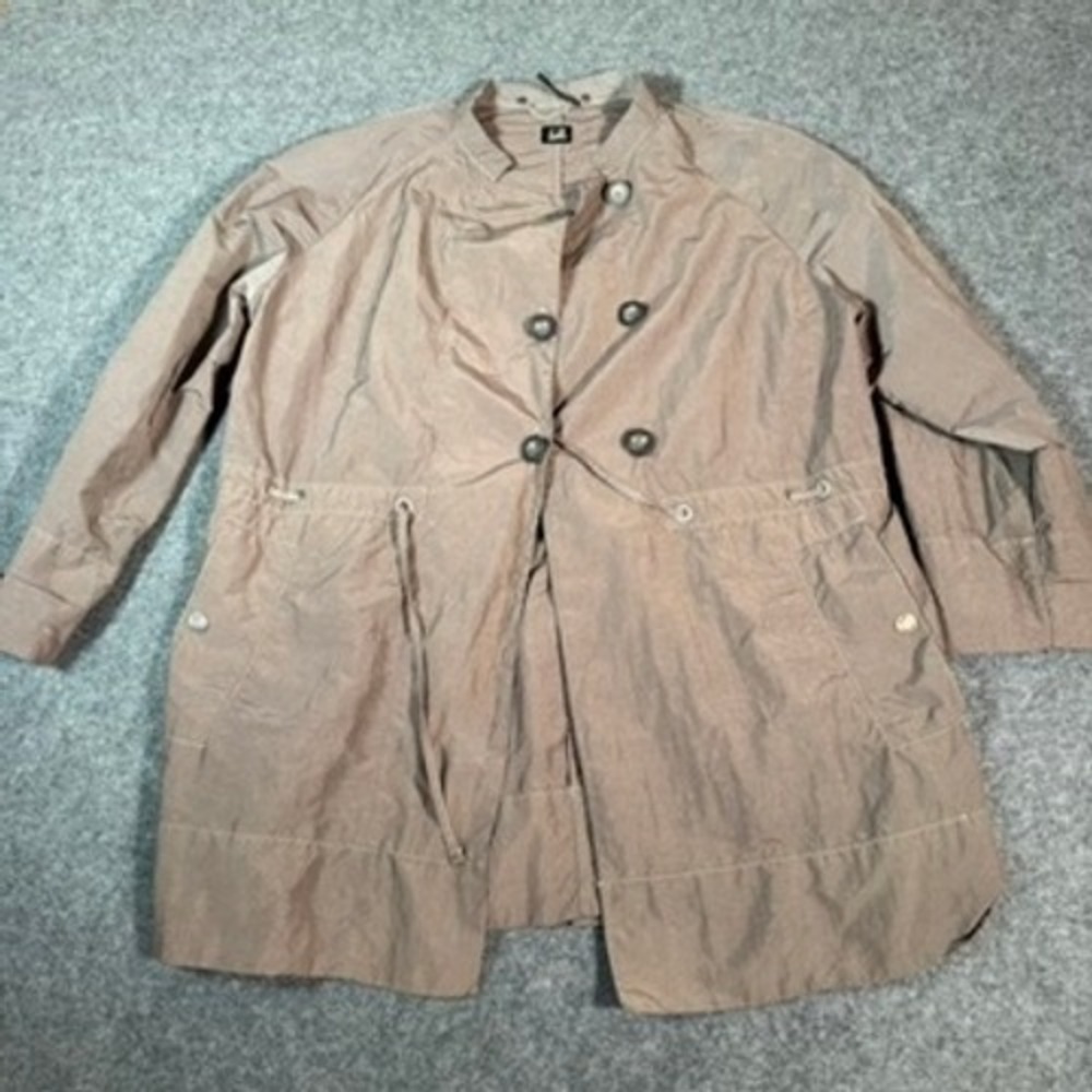 CP Company Women Lightweight Nylon Trench Coat Parka Tan Made in Italy Size 44 L